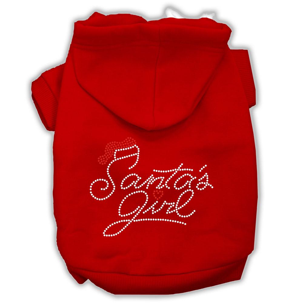 Santa's Girl Rhinestone Dog Hoodie Red Xs (8)