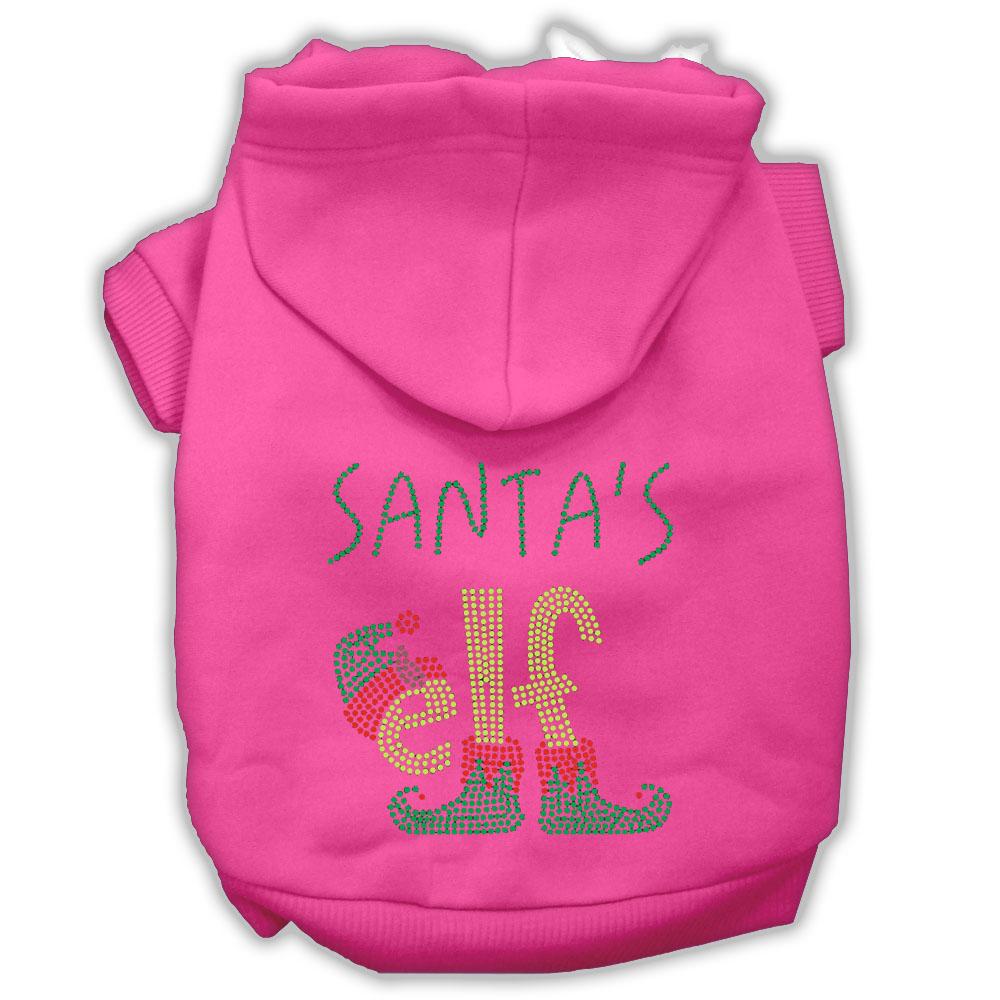 Santa's Elf Rhinestone Dog Hoodie Bright Pink L (14)