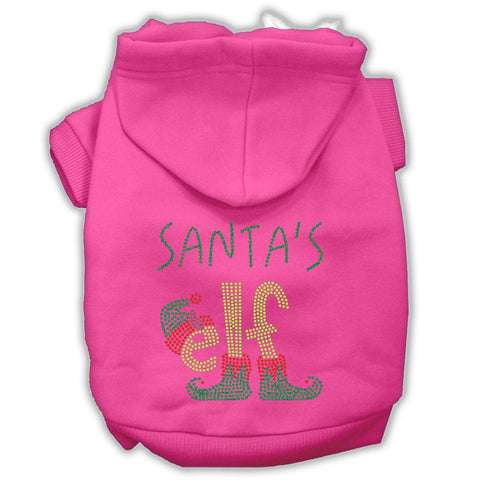 Santa's Elf Rhinestone Dog Hoodie Bright Pink L (14)