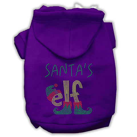 Santa's Elf Rhinestone Dog Hoodie Purple L (14)