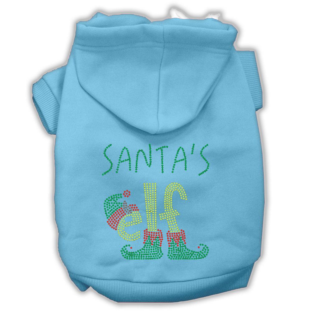 Santa's Elf Rhinestone Dog Hoodie Baby Blue M (12)