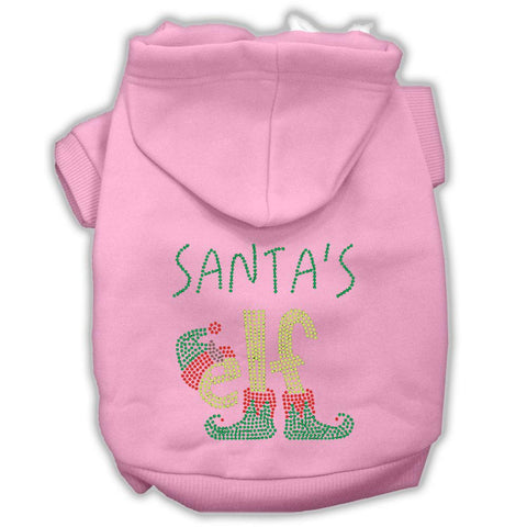 Santa's Elf Rhinestone Dog Hoodie Light Pink M (12)