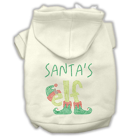 Santa's Elf Rhinestone Dog Hoodie Cream Xl (16)