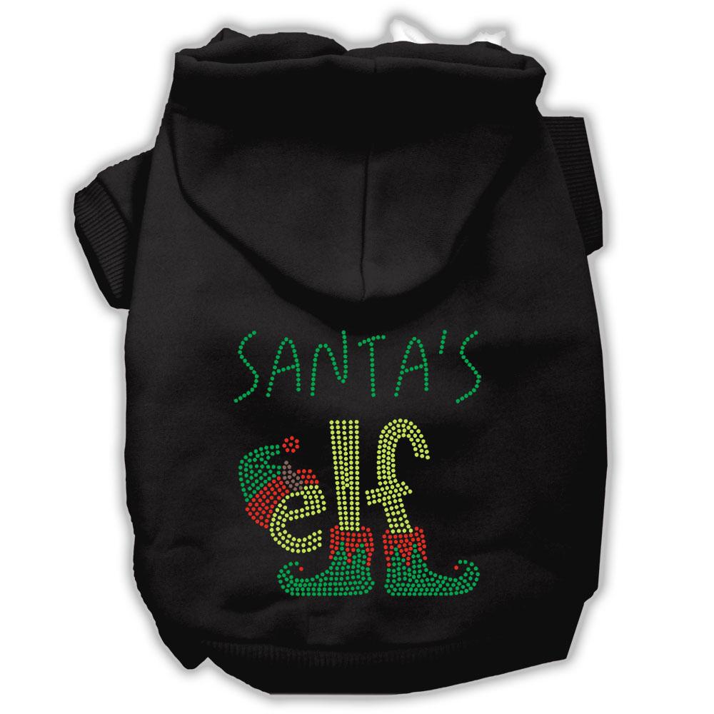 Santa's Elf Rhinestone Dog Hoodie Black Xs (8)