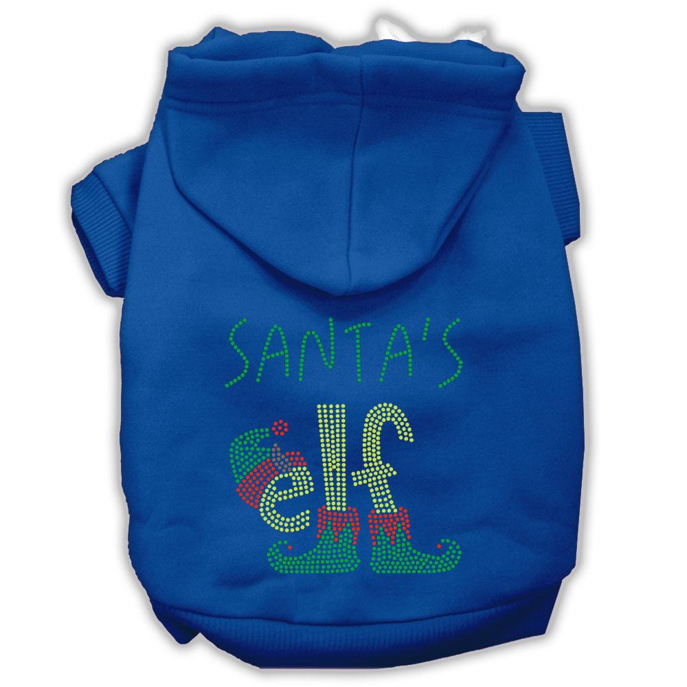 Santa's Elf Rhinestone Dog Hoodie Blue Xs (8)