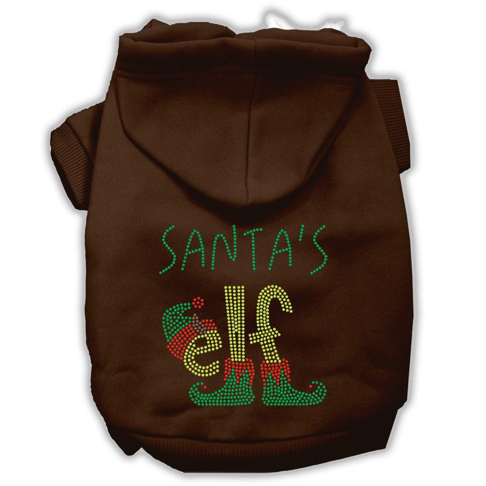 Santa's Elf Rhinestone Dog Hoodie Brown Xs (8)