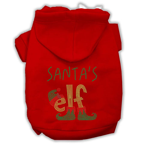 Santa's Elf Rhinestone Dog Hoodie Red Xs (8)