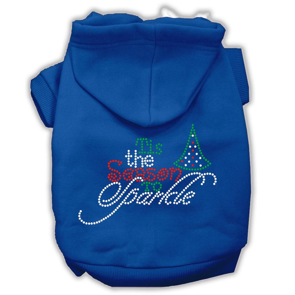 Tis The Season To Sparkle Rhinestone Dog Hoodie Blue L (14)