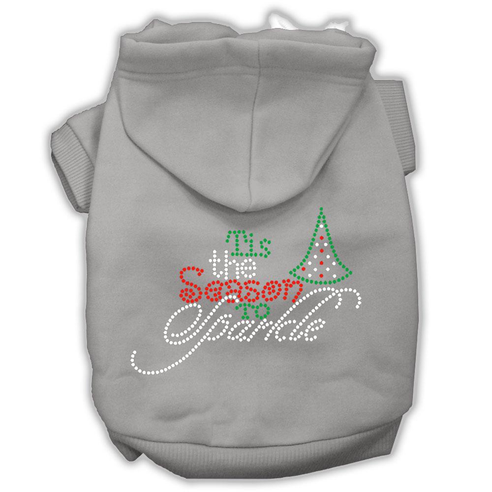 Tis The Season To Sparkle Rhinestone Dog Hoodie Grey L (14)