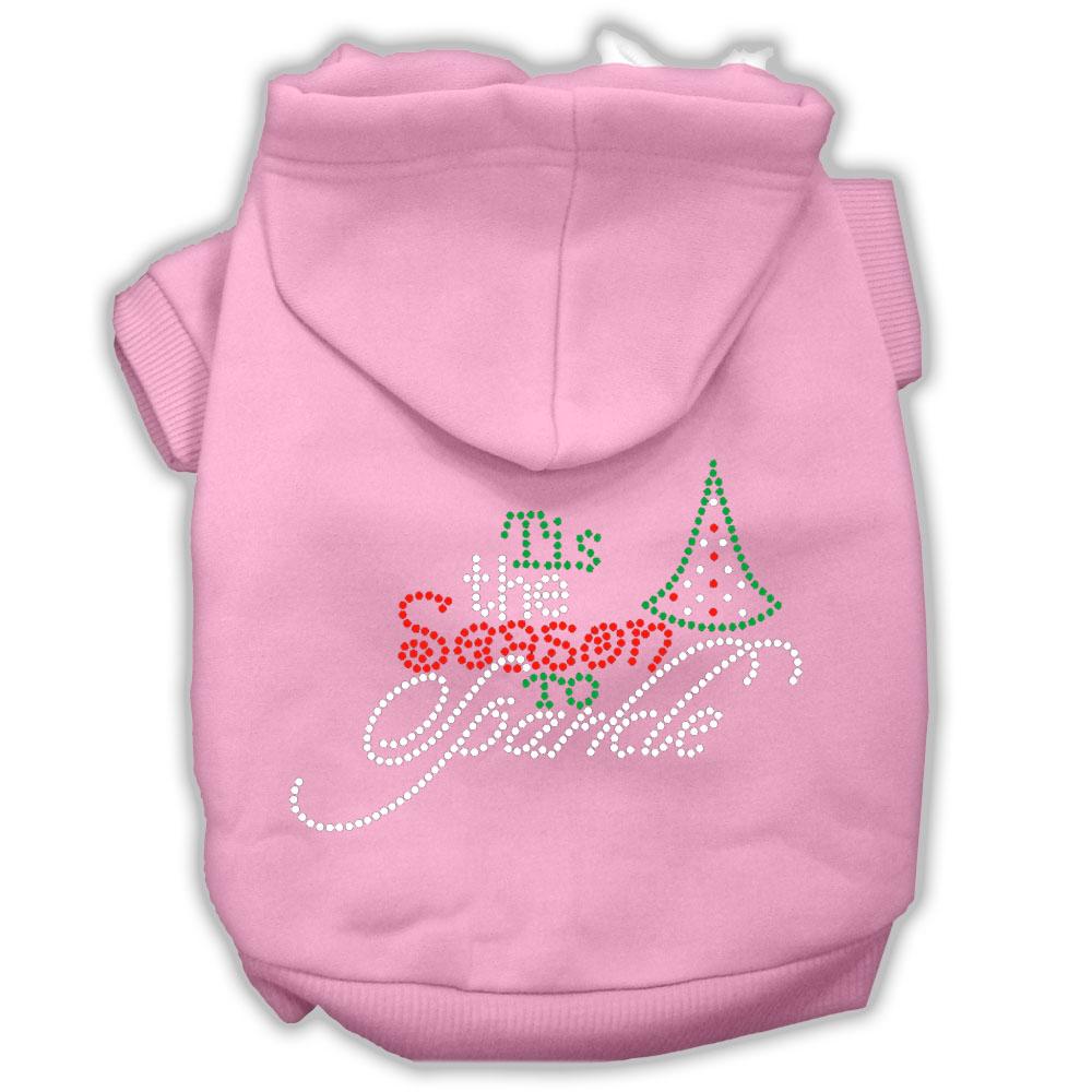 Tis The Season To Sparkle Rhinestone Dog Hoodie Light Pink L (14)