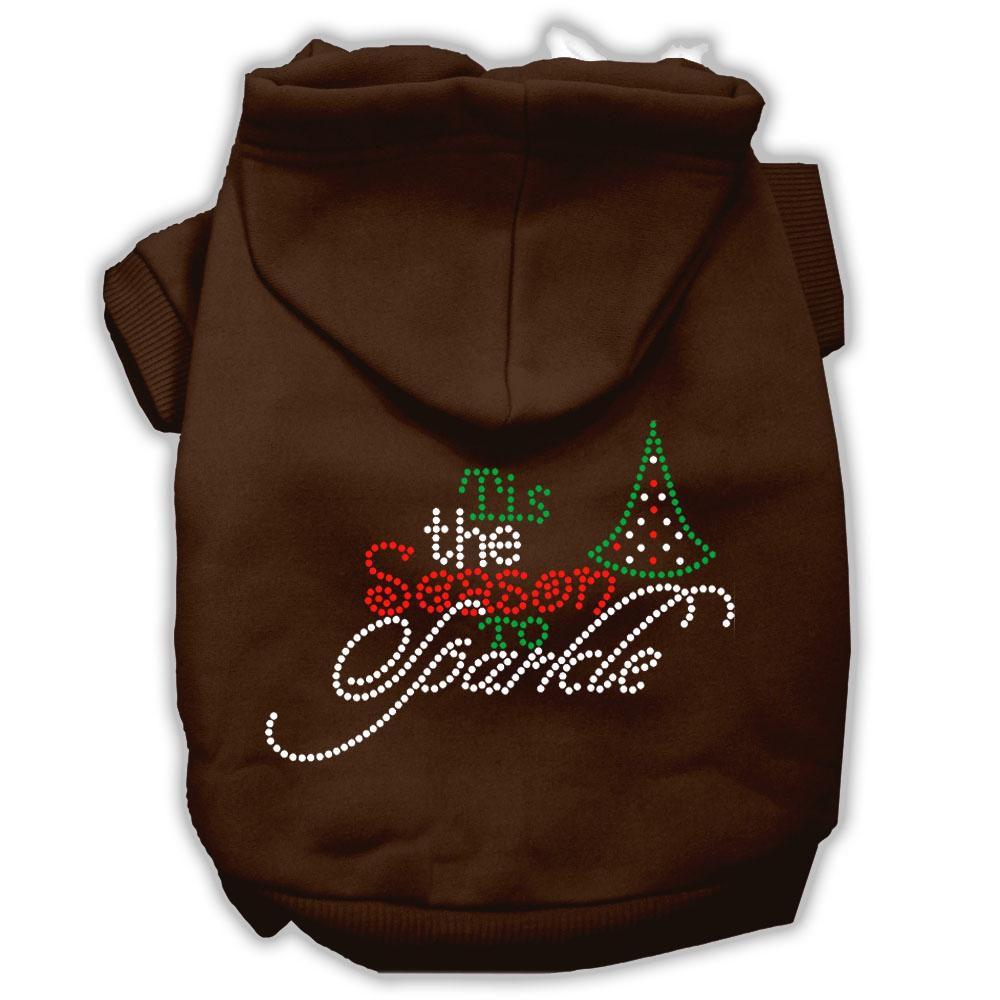 Tis The Season To Sparkle Rhinestone Dog Hoodie Brown M (12)