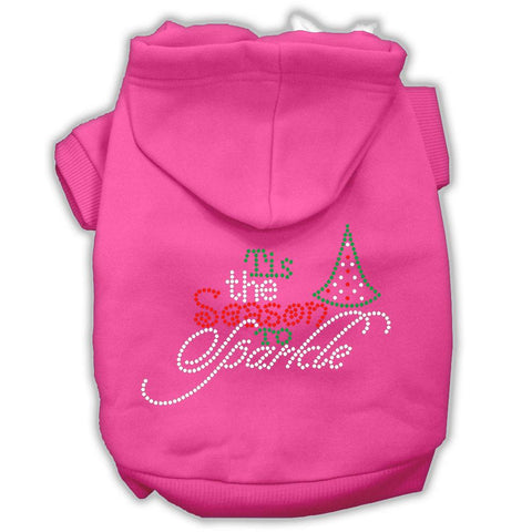 Tis The Season To Sparkle Rhinestone Dog Hoodie Bright Pink S (10)