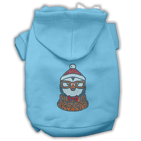 Hipster Penguin Rhinestone Dog Hoodie Baby Blue L (14)