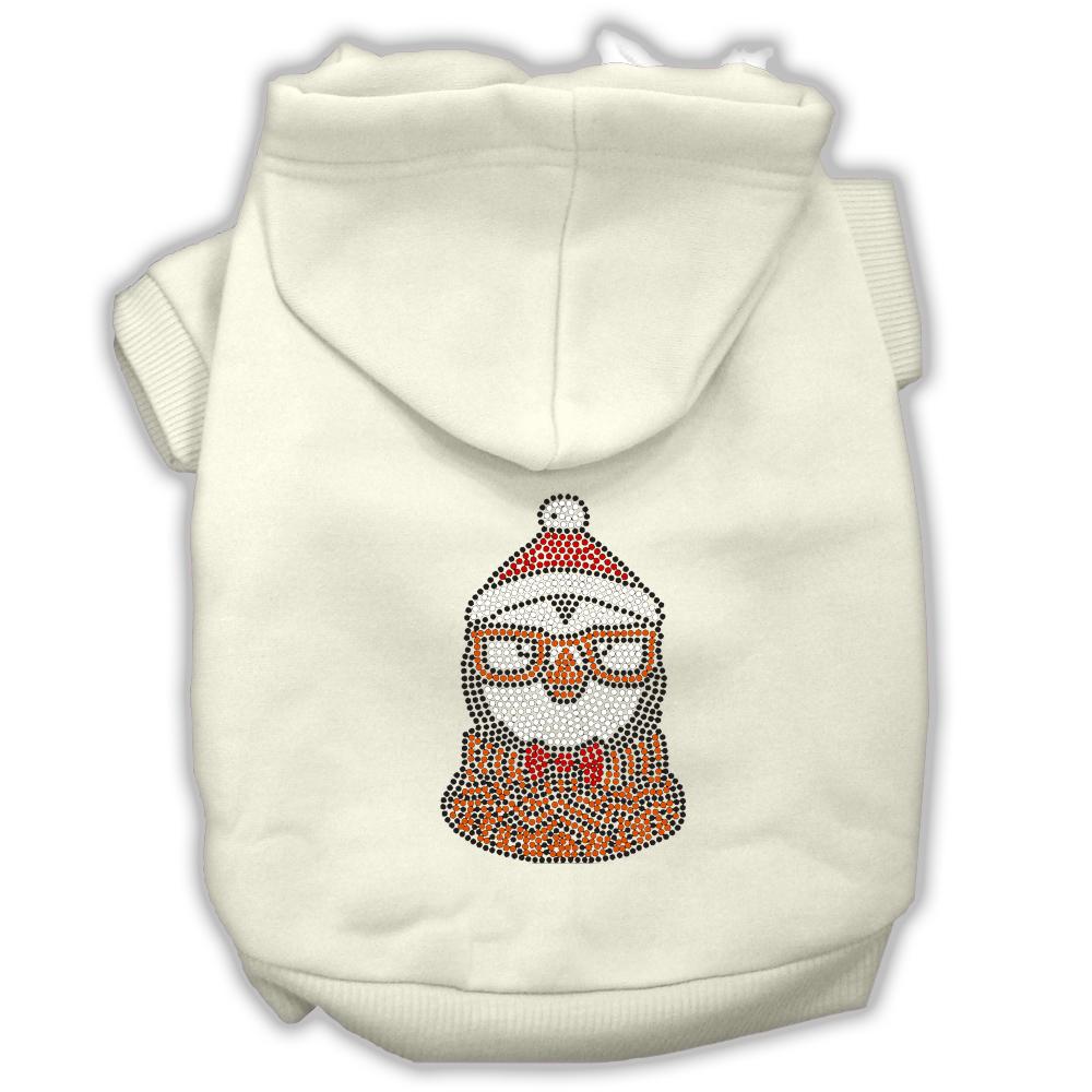 Hipster Penguin Rhinestone Dog Hoodie Cream L (14)