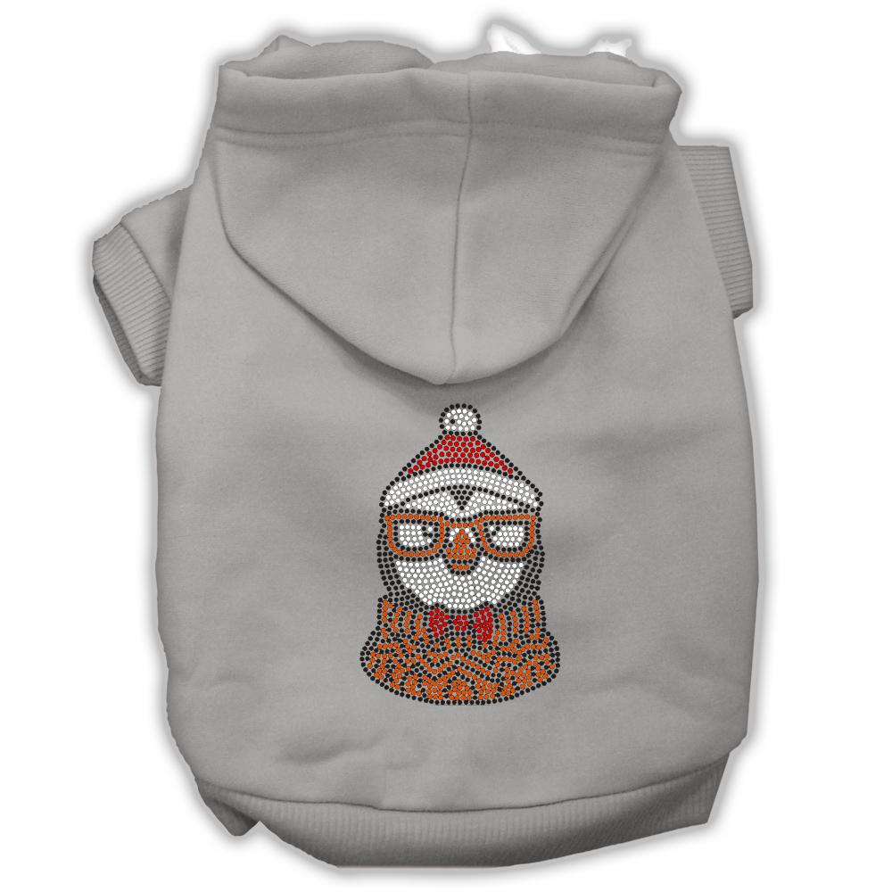 Hipster Penguin Rhinestone Dog Hoodie Grey L (14)