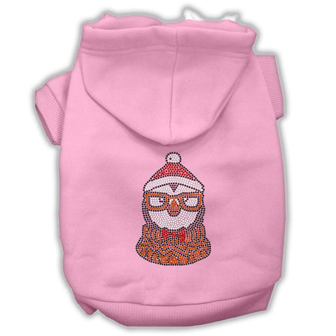 Hipster Penguin Rhinestone Dog Hoodie Light Pink L (14)