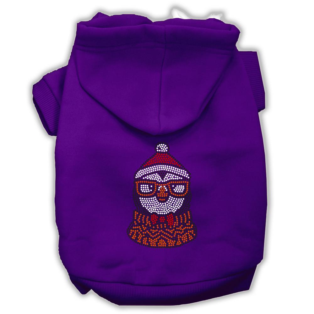 Hipster Penguin Rhinestone Dog Hoodie Purple L (14)