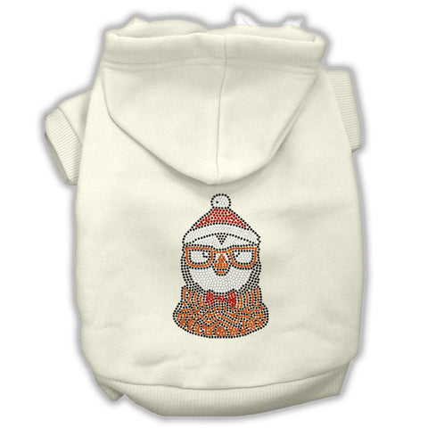 Hipster Penguin Rhinestone Dog Hoodie Cream M (12)