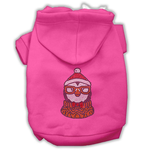 Hipster Penguin Rhinestone Dog Hoodie Bright Pink S (10)