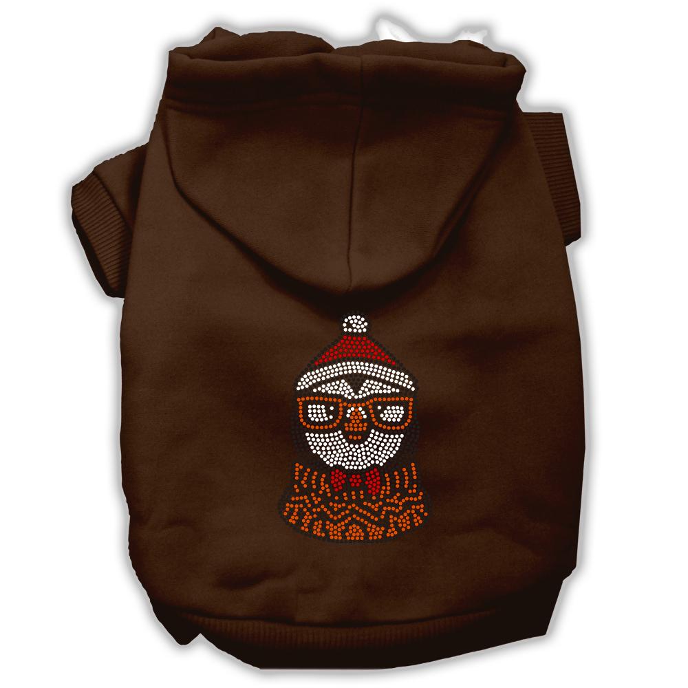 Hipster Penguin Rhinestone Dog Hoodie Brown Xs (8)