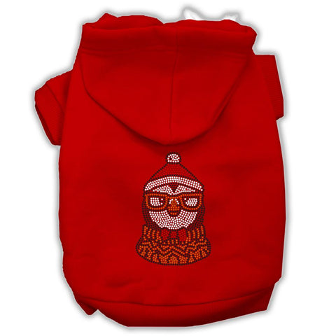 Hipster Penguin Rhinestone Dog Hoodie Red Xs (8)