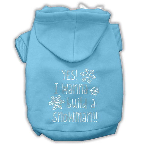 Yes! I Want To Build A Snowman Rhinestone Dog Hoodie Baby Blue L (14)