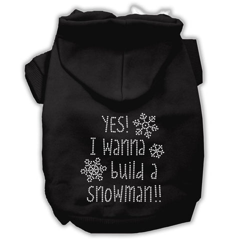 Yes! I Want To Build A Snowman Rhinestone Dog Hoodie Black L (14)