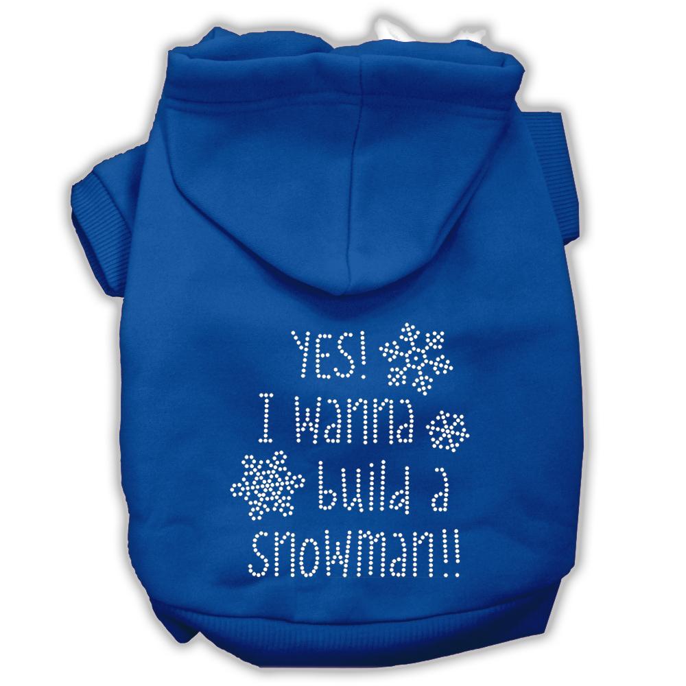 Yes! I Want To Build A Snowman Rhinestone Dog Hoodie Blue L (14)