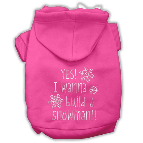 Yes! I Want To Build A Snowman Rhinestone Dog Hoodie Bright Pink L (14)