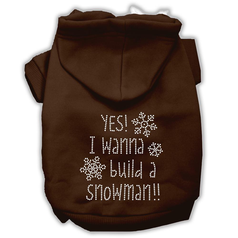 Yes! I Want To Build A Snowman Rhinestone Dog Hoodie Brown L (14)