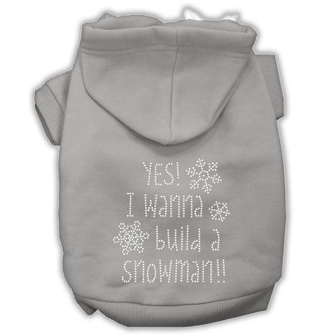 Yes! I Want To Build A Snowman Rhinestone Dog Hoodie Grey L (14)