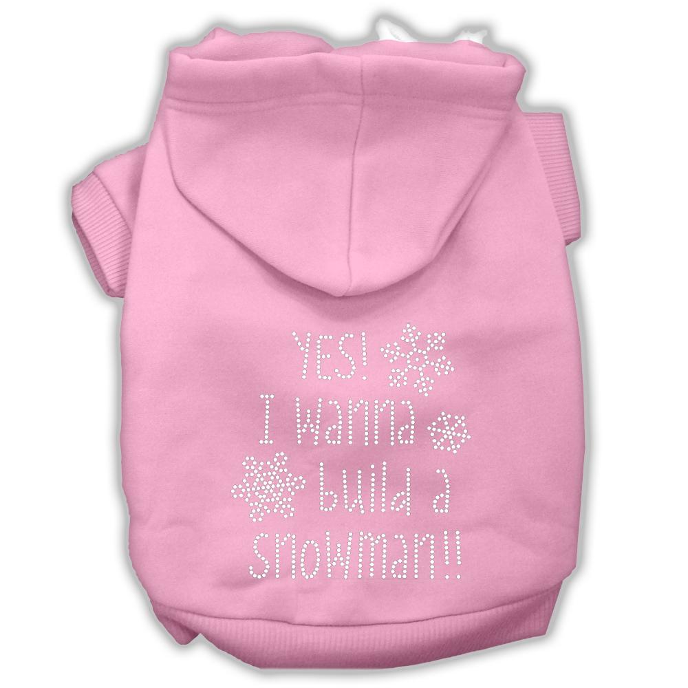 Yes! I Want To Build A Snowman Rhinestone Dog Hoodie Light Pink L (14)