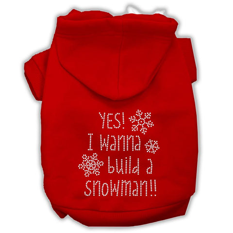 Yes! I Want To Build A Snowman Rhinestone Dog Hoodie Red L (14)