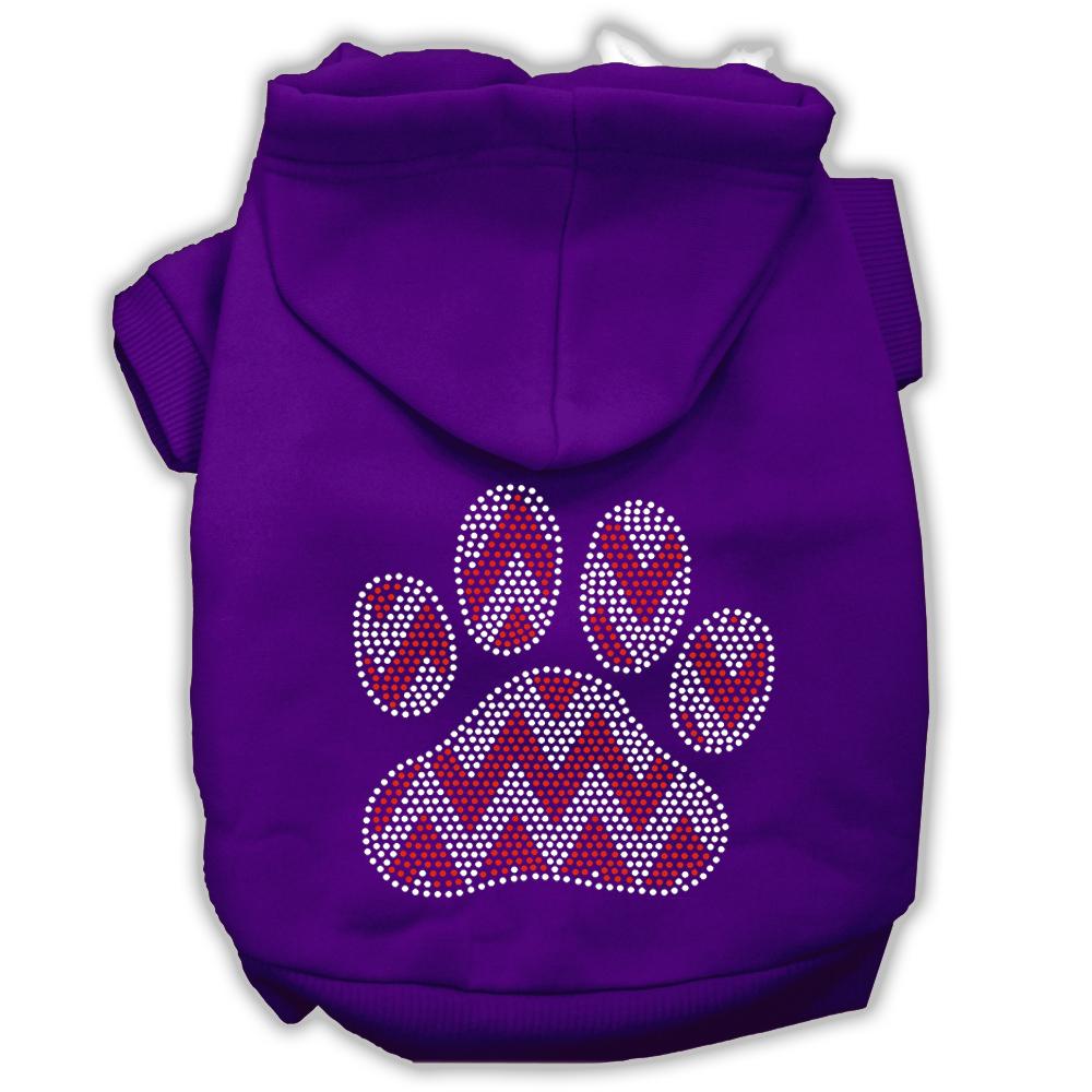 Candy Cane Chevron Paw Rhinestone Dog Hoodie Purple L (14)