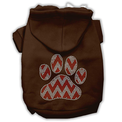 Candy Cane Chevron Paw Rhinestone Dog Hoodie Brown M (12)