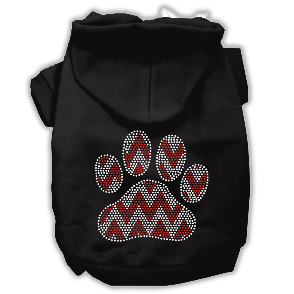 Candy Cane Chevron Paw Rhinestone Dog Hoodie Black S (10)