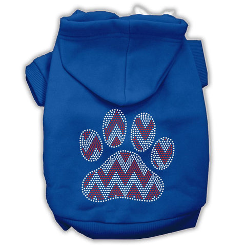 Candy Cane Chevron Paw Rhinestone Dog Hoodie Blue Xl (16)