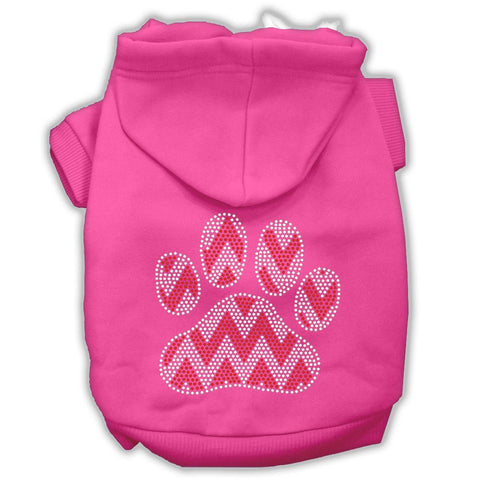 Candy Cane Chevron Paw Rhinestone Dog Hoodie Bright Pink Xl (16)