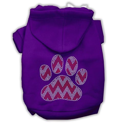 Candy Cane Chevron Paw Rhinestone Dog Hoodie Purple Xs (8)