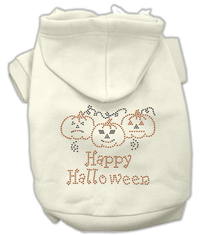 Happy Halloween Rhinestone Hoodies Cream XS (8)