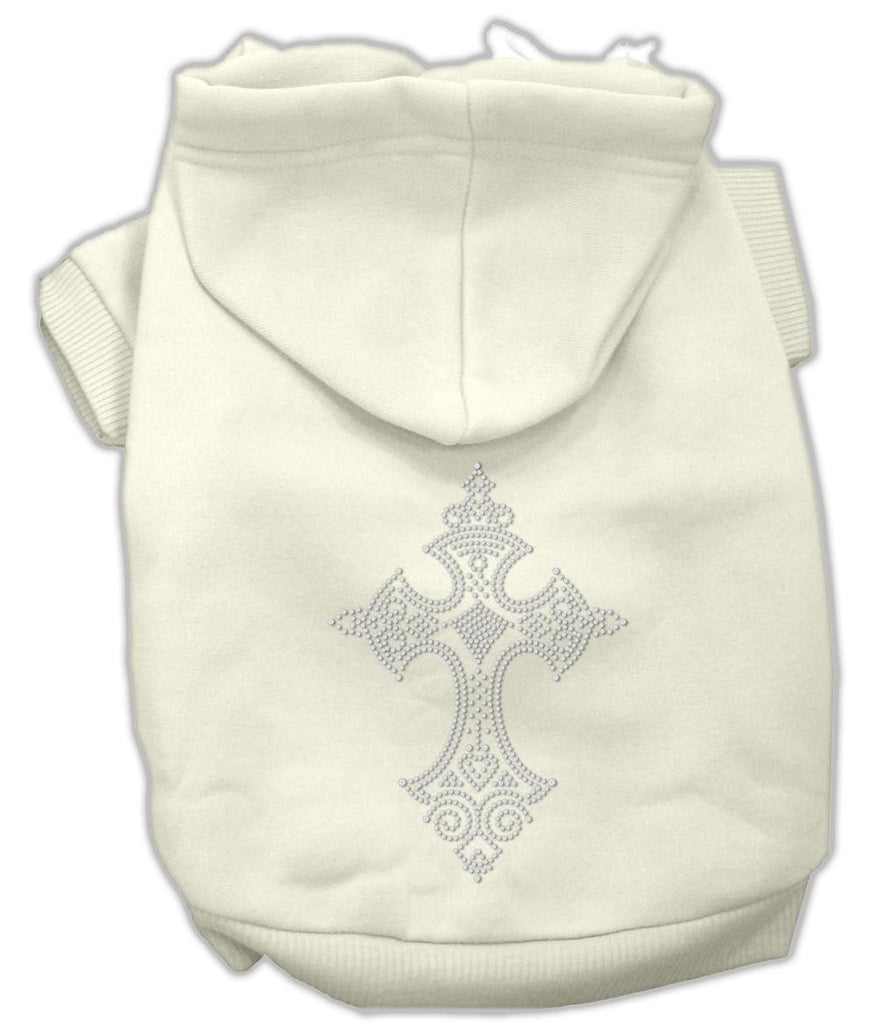 Rhinestone Cross Hoodies Cream L (14)