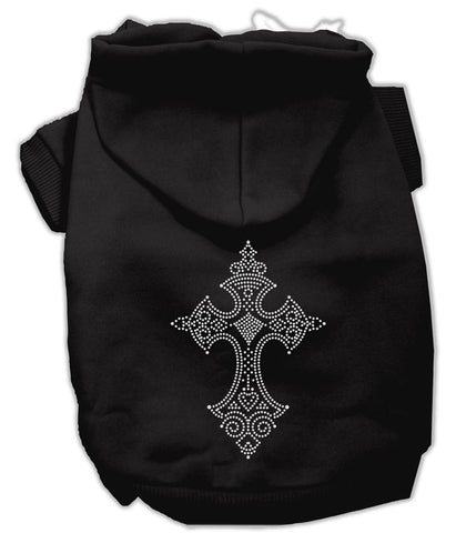 Rhinestone Cross Hoodies Black S (10)