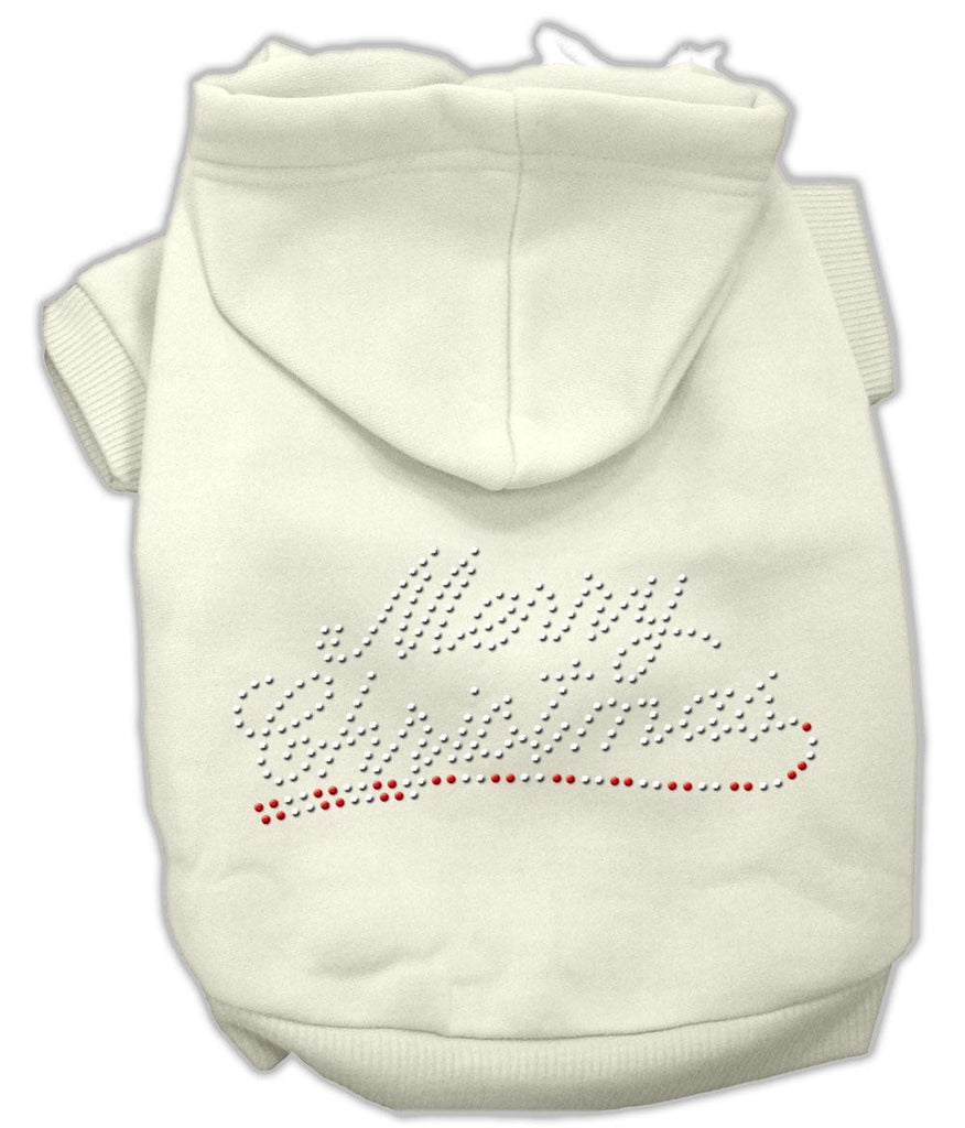 Merry Christmas Rhinestone Hoodies Cream L (14)