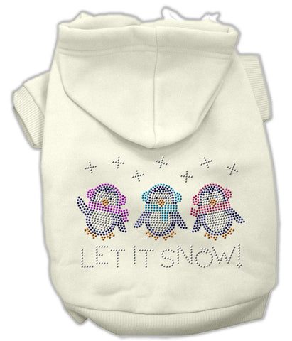 Let It Snow Penguins Rhinestone Hoodie Cream S (10)