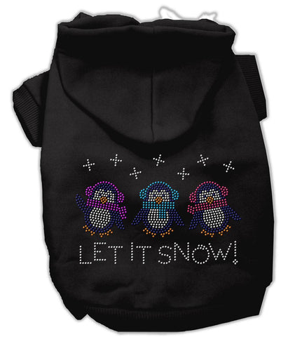 Let it Snow Penguins Rhinestone Hoodie Black XS (8)