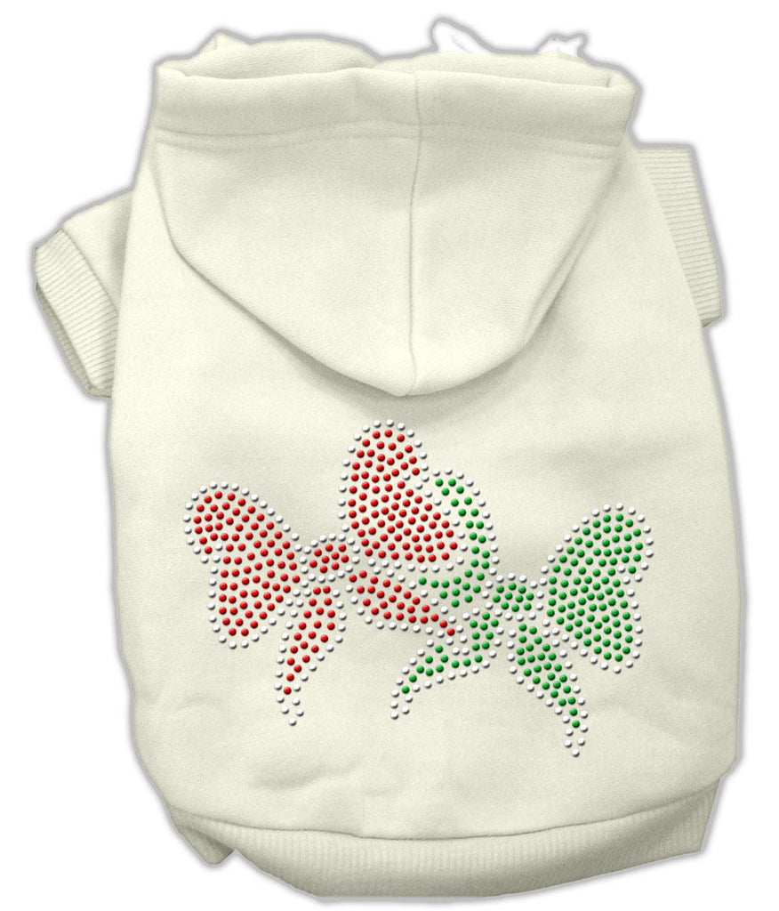 Christmas Bows Rhinestone Hoodie Cream L (14)