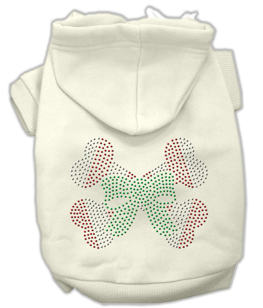 Candy Cane Crossbones Rhinestone Hoodie Cream L (14)