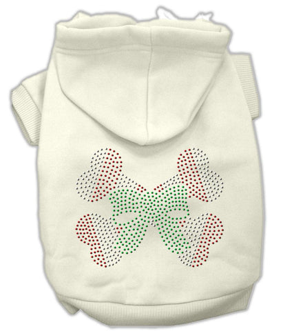 Candy Cane Crossbones Rhinestone Hoodie Cream S (10)