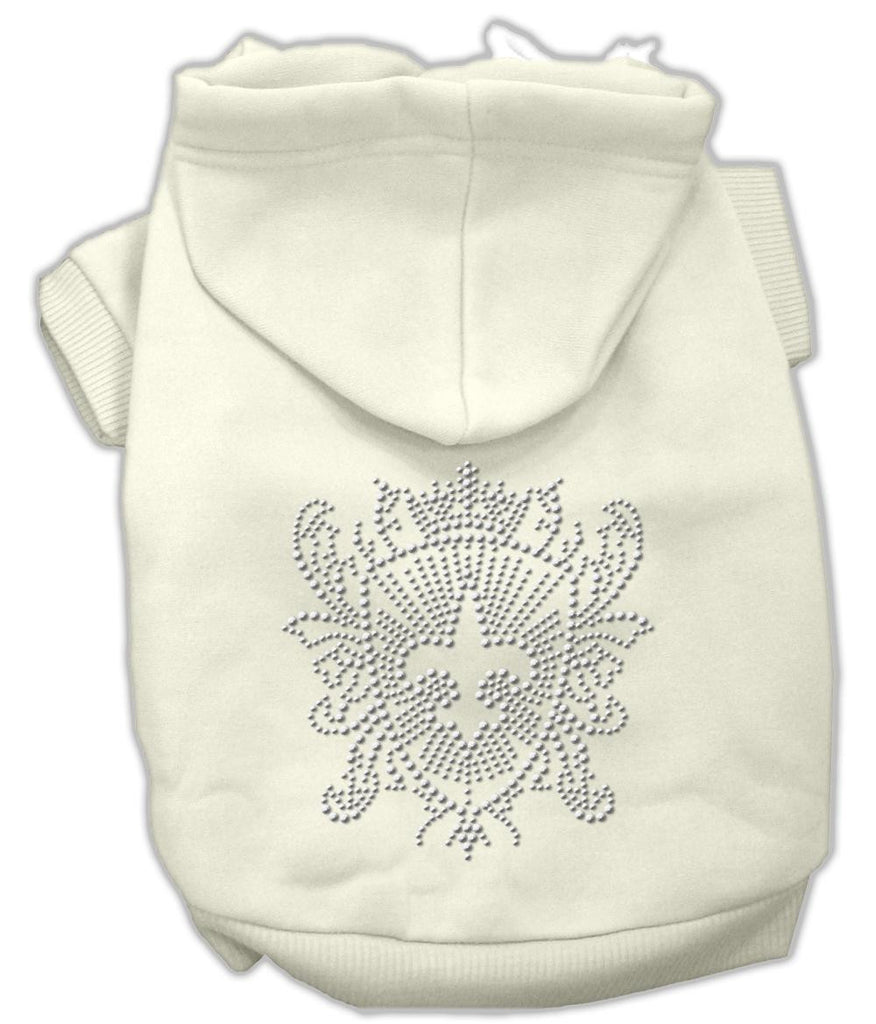 Rhinestone Fleur De Lis Shield Hoodies Cream M (12)