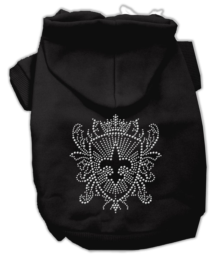 Rhinestone Fleur De Lis Shield Hoodies Black S (10)